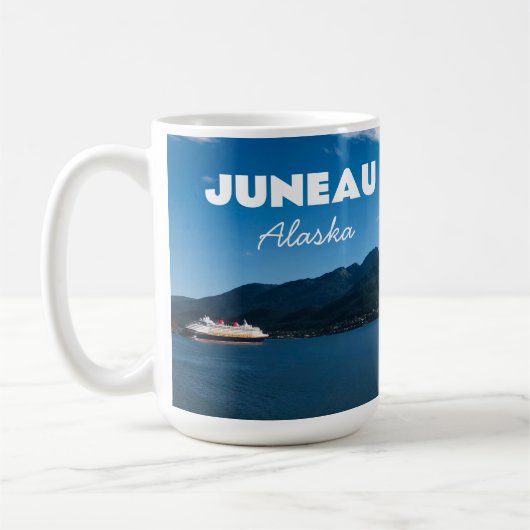 Mug Carte postale Juneau Alaska avec avion de croisièr (Gauche)