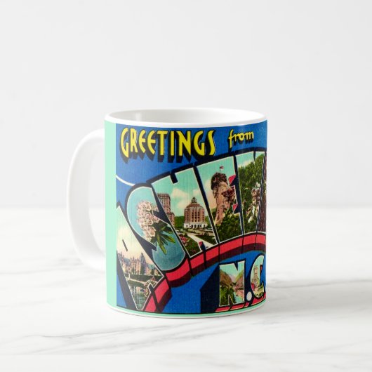 Mug Carte postale rétro Asheville NC (Devant gauche)