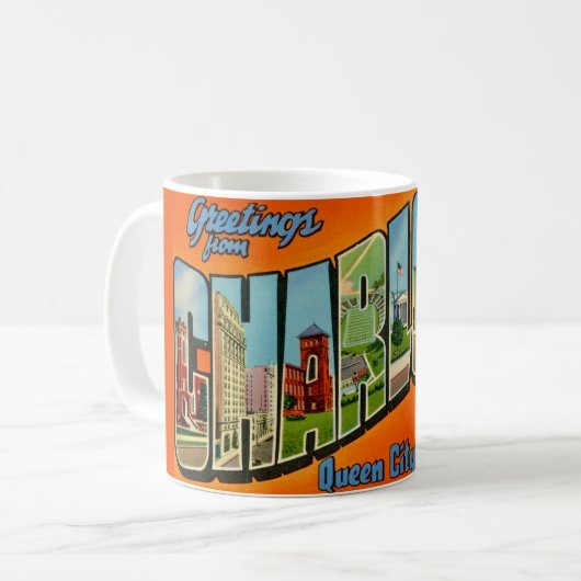 Mug Carte postale rétro de Charlotte NC (Devant gauche)