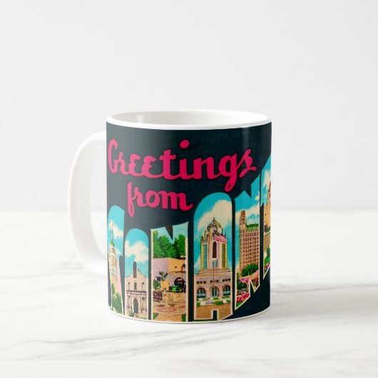 Mug Carte Postale Rétro de San Antonio (Devant gauche)