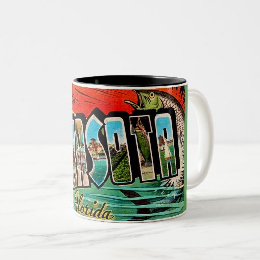 Mug Carte Postale Rétro Sarasota Floride (Devant droit)