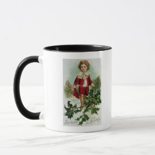 Mug Carte postale victorienne de Noël dépeignant un