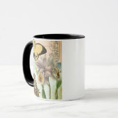 Mug Carte postale vintage avec papillons et fleurs (Devant gauche)