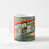 Mug Carte postale vintage de Highlands NC (Devant gauche)