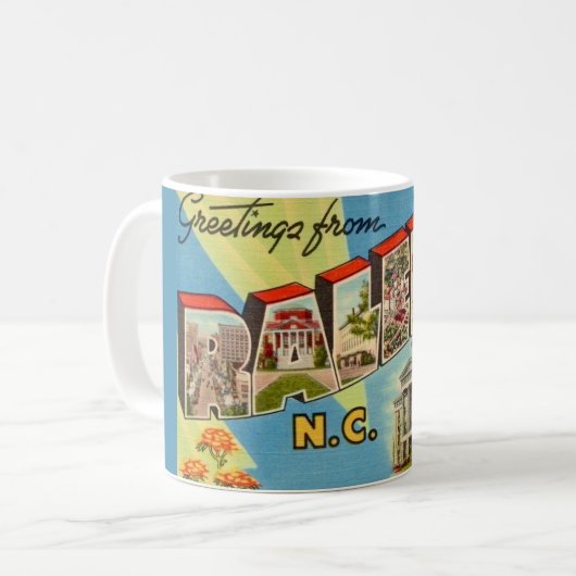 Mug Carte postale vintage Raleigh North Carolina (Devant gauche)