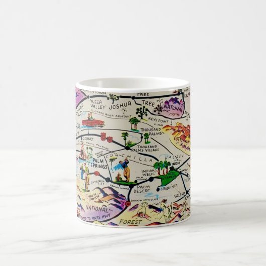Mug Carte Rétro Illustrée de Palm Springs (Centre)