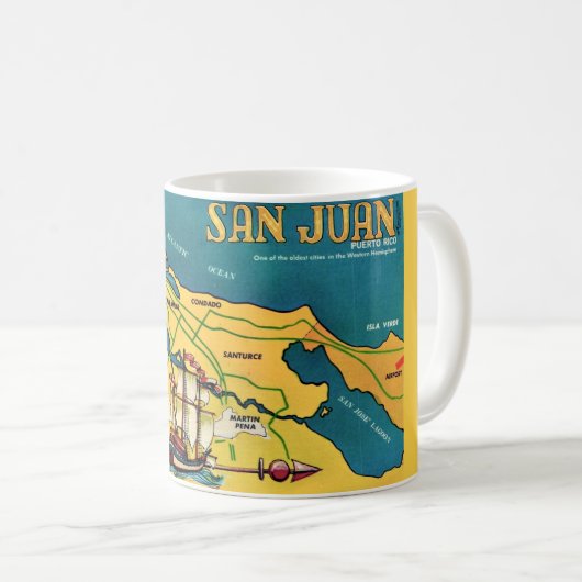 Mug Carte Rétro San Juan (Devant droit)