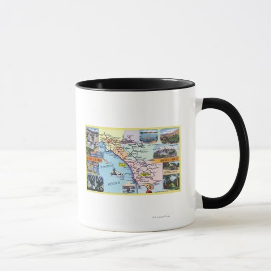 Mug Carte routière des autoroutes romantiques de l'CA  (Droite)