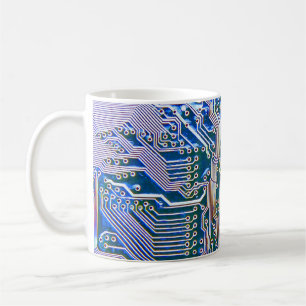 Mug Carte routière, ordinateur, bleu, condensateur, pu