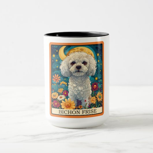Mug Carte Tarot Chien Frise Cute Bichon (Centre)