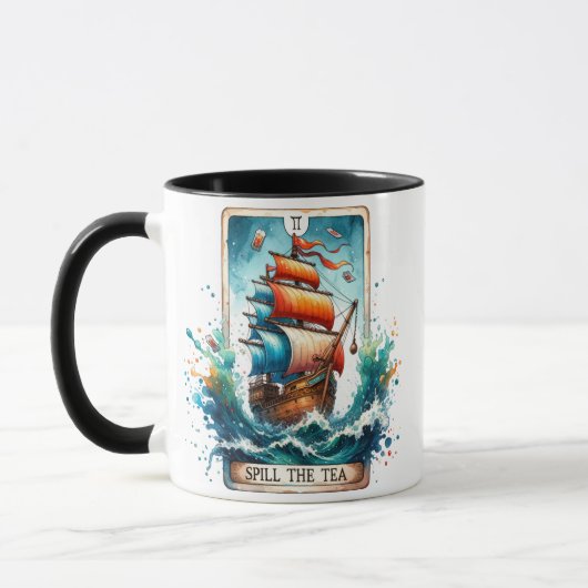Mug Carte Tarot Drôle /Déverser Le Thé (Gauche)