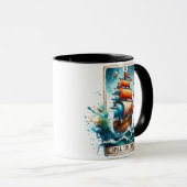 Mug Carte Tarot Drôle /Déverser Le Thé (Devant droit)