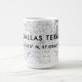 Mug Carte Texas Dallas noir et blanc Coordonnées perso (Centre)