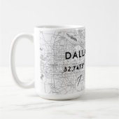 Mug Carte Texas Dallas noir et blanc Coordonnées perso (Gauche)