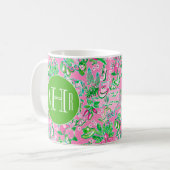 Mug Carte Texas Pink & Green Preppy Motif Monogramme (Devant gauche)