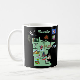 Mug Carte touristique du Minnesota avec des points de