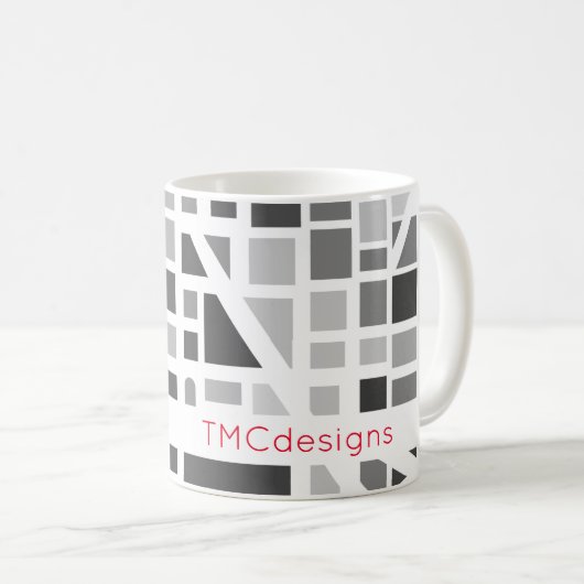 Mug Carte urbaine moderne Black White Grey Nom du bure (Devant droit)