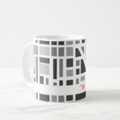 Mug Carte urbaine moderne Black White Grey Nom du bure (Devant gauche)