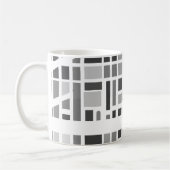Mug Carte urbaine moderne Black White Grey Nom du bure (Gauche)