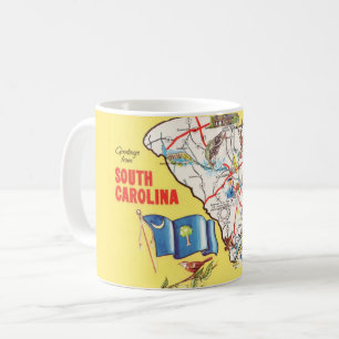 Mug Carte Vintage Colorée de Caroline du Sud