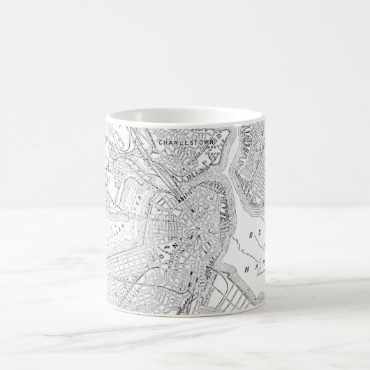 Mug Carte vintage de Boston (1878) (Centre)
