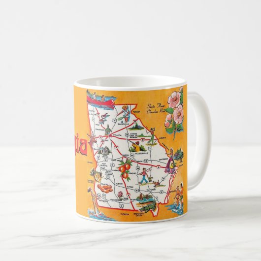 Mug Carte Vintage de Géorgie (Devant droit)