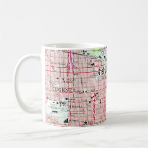 Mug Carte Vintage de l'Université Eugene d'Oregon