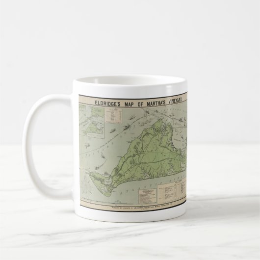 Mug Carte vintage de Marthas Vineyard (1913) (Gauche)
