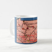 Mug Carte Vintage de Pennsylvanie (Devant gauche)