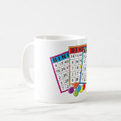 Mug Cartes de jeu de bingo colorées avec jetons (Devant gauche)