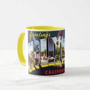 Mug Cartes de voyage vintage Salutations d'Hollywood C