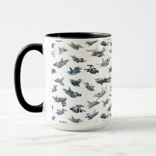 Mug Cartographie avions militaires sans couture motif