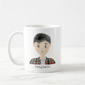 Mug Carton d'aquarelle mignonne Portrait masculin pers (Gauche)
