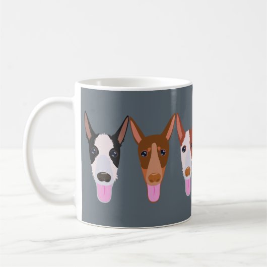 Mug Carton gris Podenco Chien Visages (Gauche)