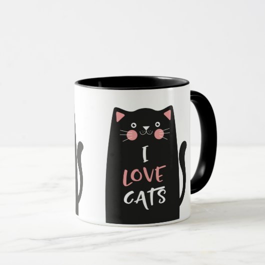 Mug Carton mignon J'aime les chats (Devant droit)