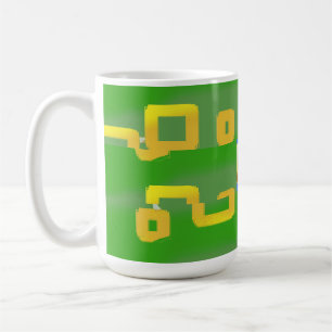 Mug Carton mignon Jaune Carré Vert