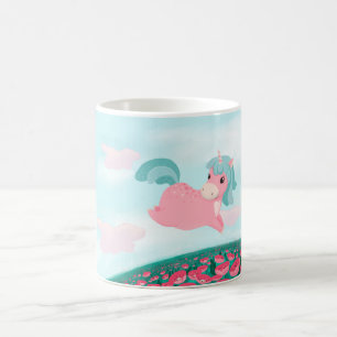 Mug Carton mignon Unicorn rose et menthe