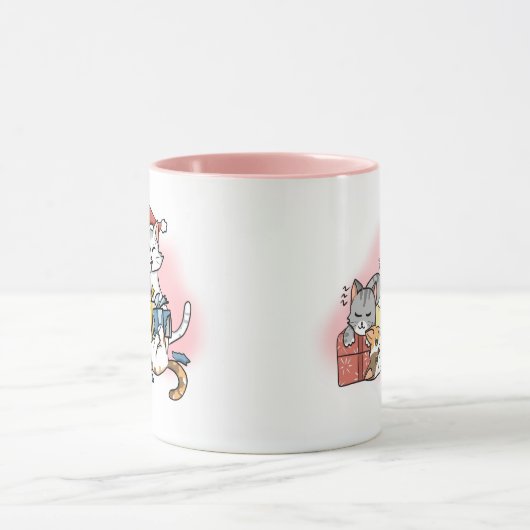 Mug Carton rose mignon Kitten Noël (Centre)