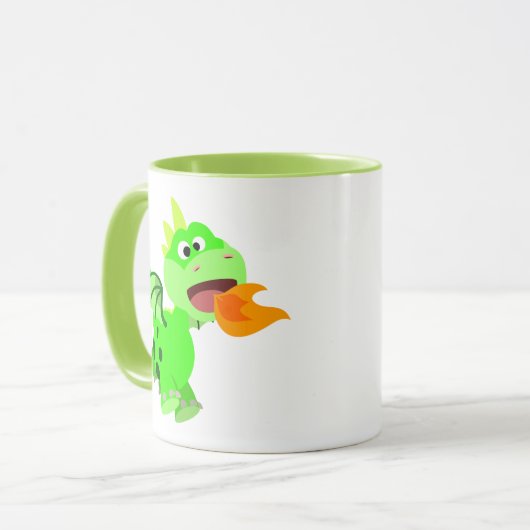 Mug Cartoon Bébé Dragon Bébé à crache feu mignon (Devant gauche)