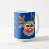 Mug Cartoon de Noël Cute Reindeer bleu (Devant droit)