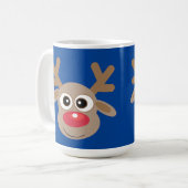 Mug Cartoon de Noël Cute Reindeer bleu (Devant gauche)