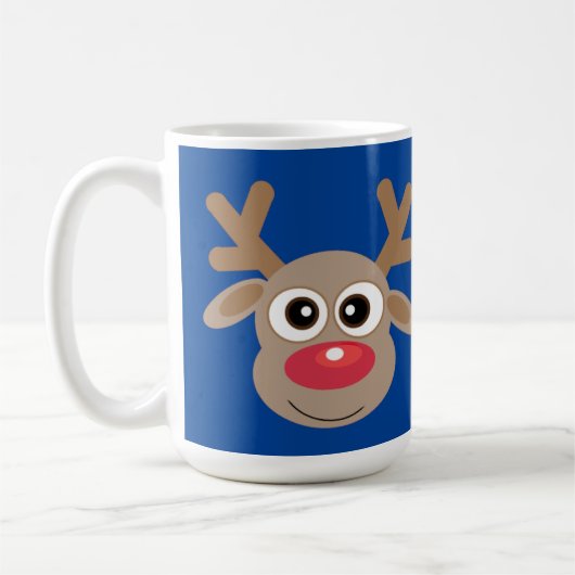 Mug Cartoon de Noël Cute Reindeer bleu (Gauche)