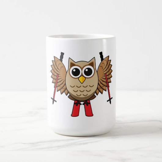 Mug Cartoon de ski de Chouette (Centre)