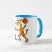 Mug Cartoon giraffe & rhino playing basketball (Devant droit)