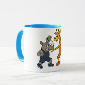 Mug Cartoon giraffe & rhino playing basketball (Devant gauche)
