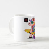 Mug Cartoon licorne avec planche de surf (Devant gauche)