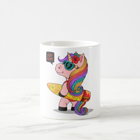 Mug Cartoon licorne avec planche de surf (Centre)