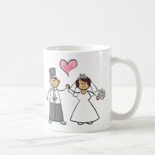 Mug Cartoon Mariage Couple Mariée & Groom Coeur rose