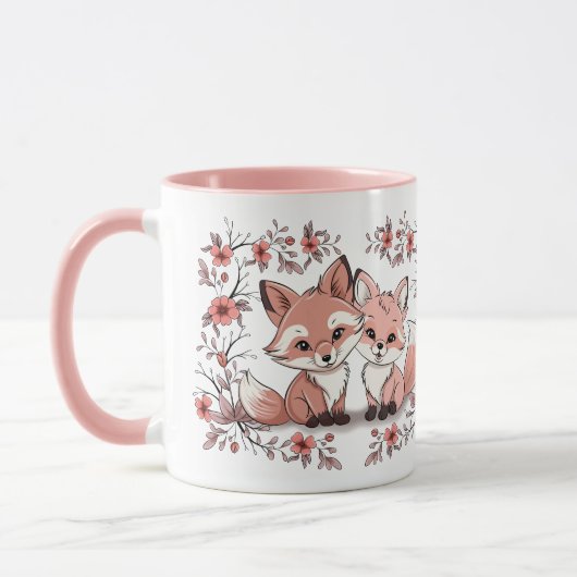 Mug Cartoon mignon Fox Amateurs Coeurs Saint Valentin (Gauche)