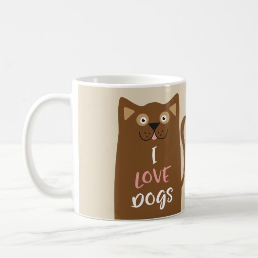 Mug Cartoon mignon J'aime les chiens (Gauche)
